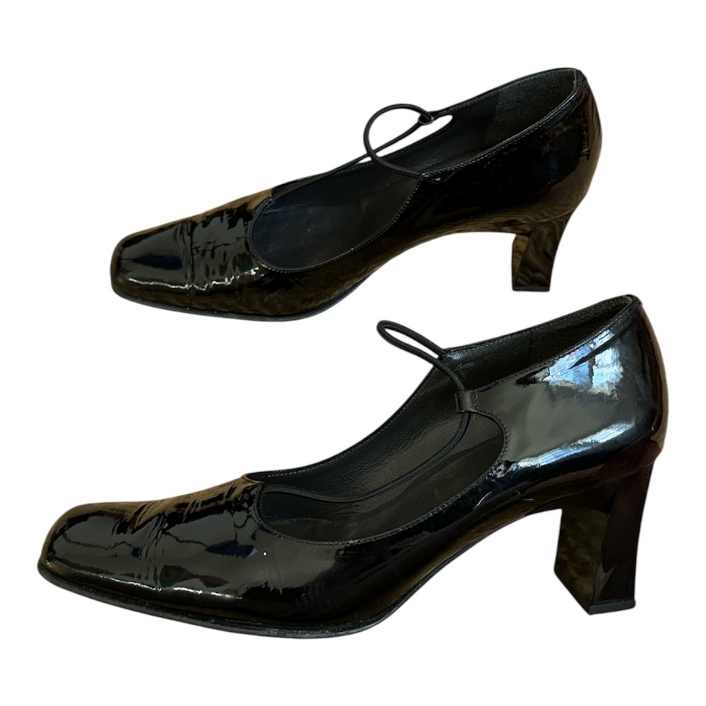 Pierre Chupin Pindiere Pumps Women 39 Black Patent Mary Jane Heel Vintage France